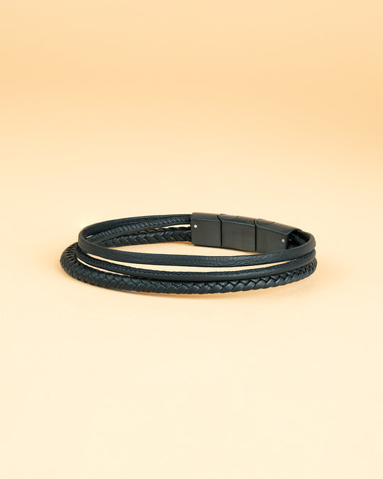 Triple bracelet with black Italian nappa leather