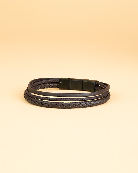 Triple bracelet with brown Italian nappa leather