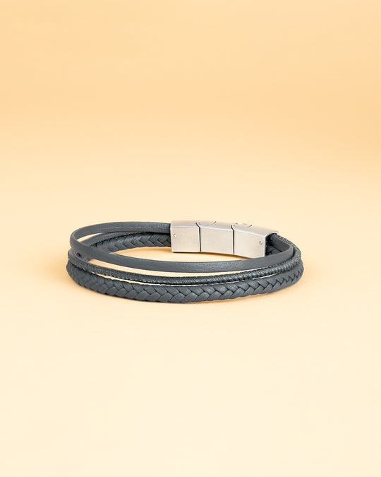 Triple bracelet with grey Italian nappa leather