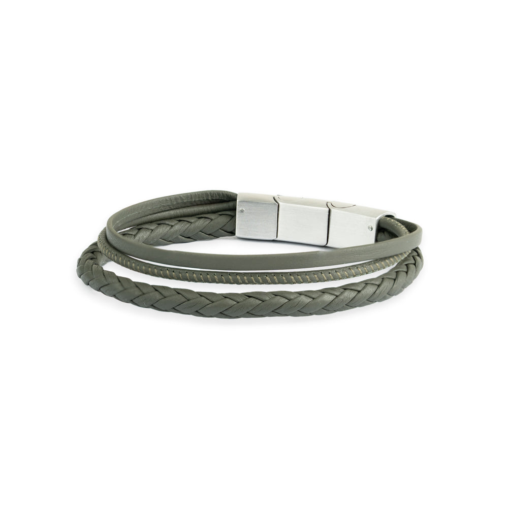 Triple bracelet with green Italian nappa leather