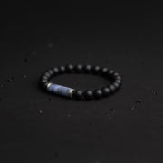 8mm beaded bracelet with a beautiful Blue Jeremejevite stone