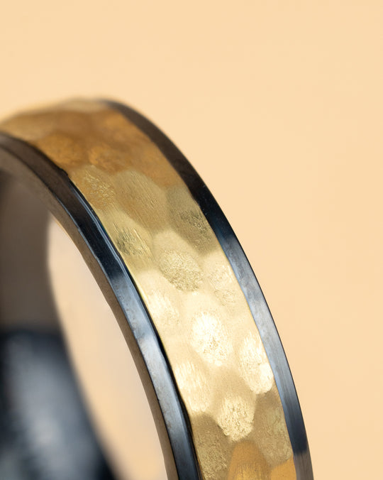 6mm Titanium ring with black & gold finish