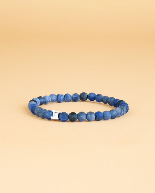 Bracelet with 6mm matte blue Sodalite stone