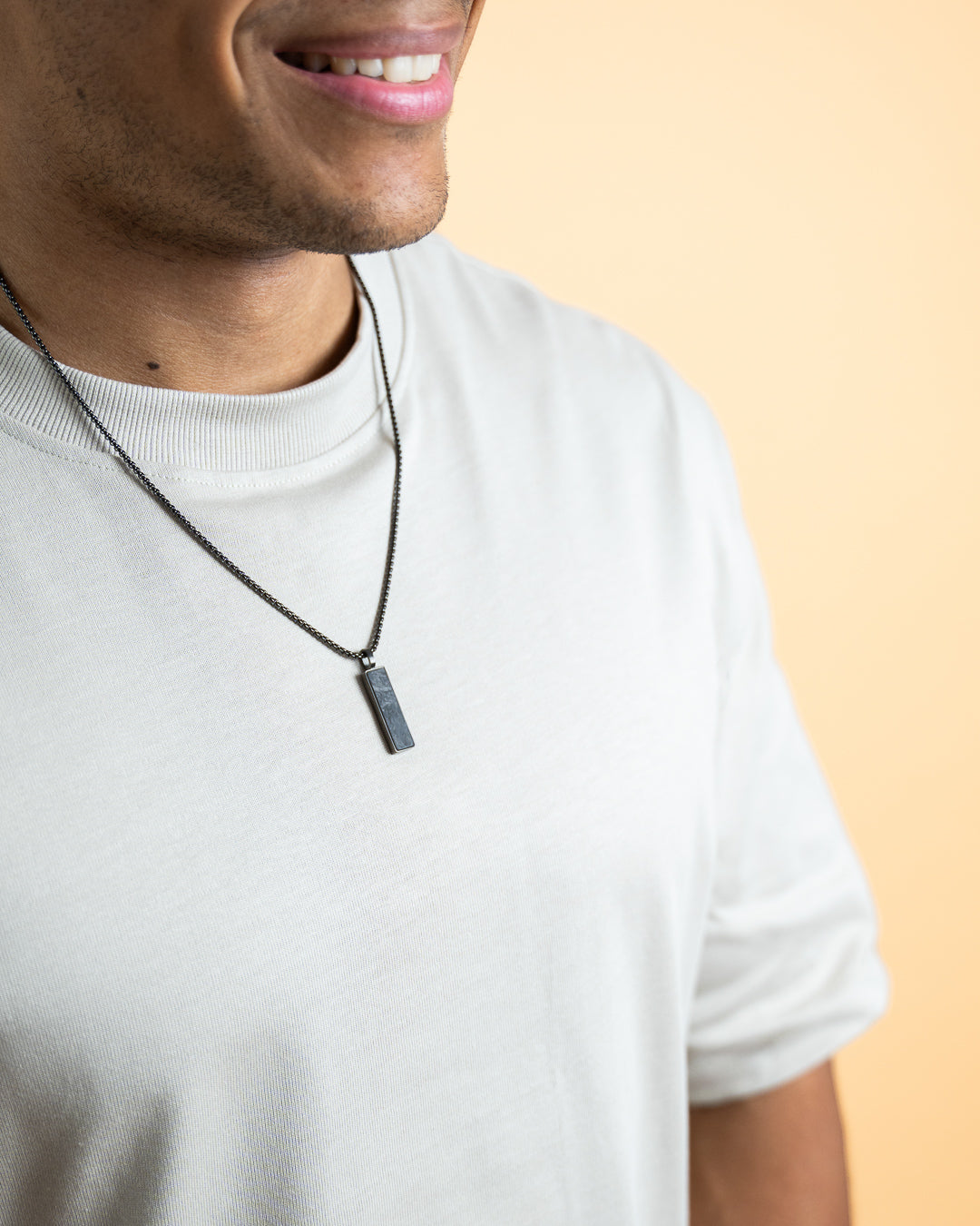 Stainless steel necklace with a forged carbon finish