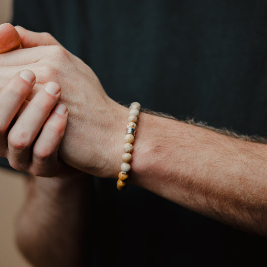 Bracelet with 8mm beige Jasper stone