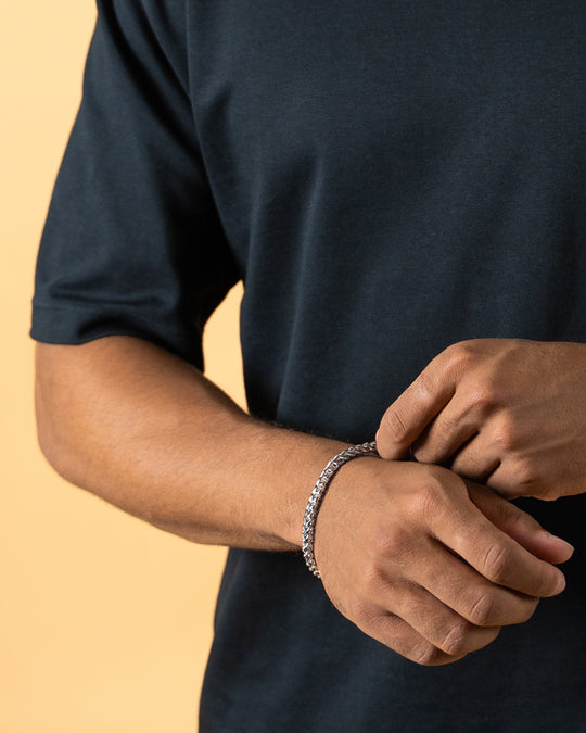 5mm foxtail bracelet in stainless steel with silver finish