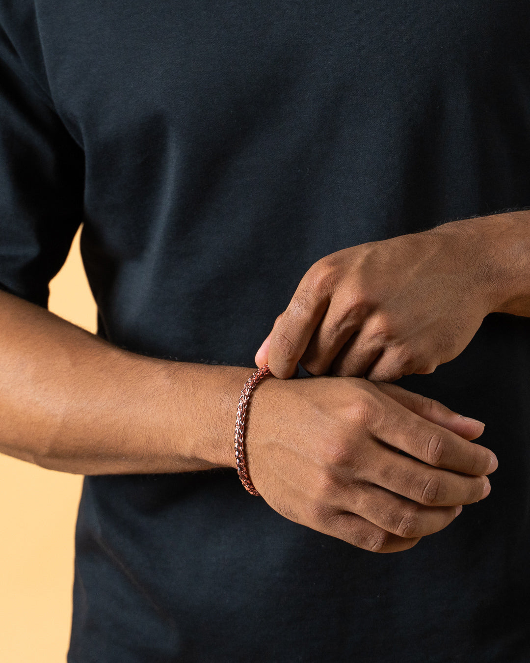 5mm foxtail bracelet in stainless steel with bronze plated finish