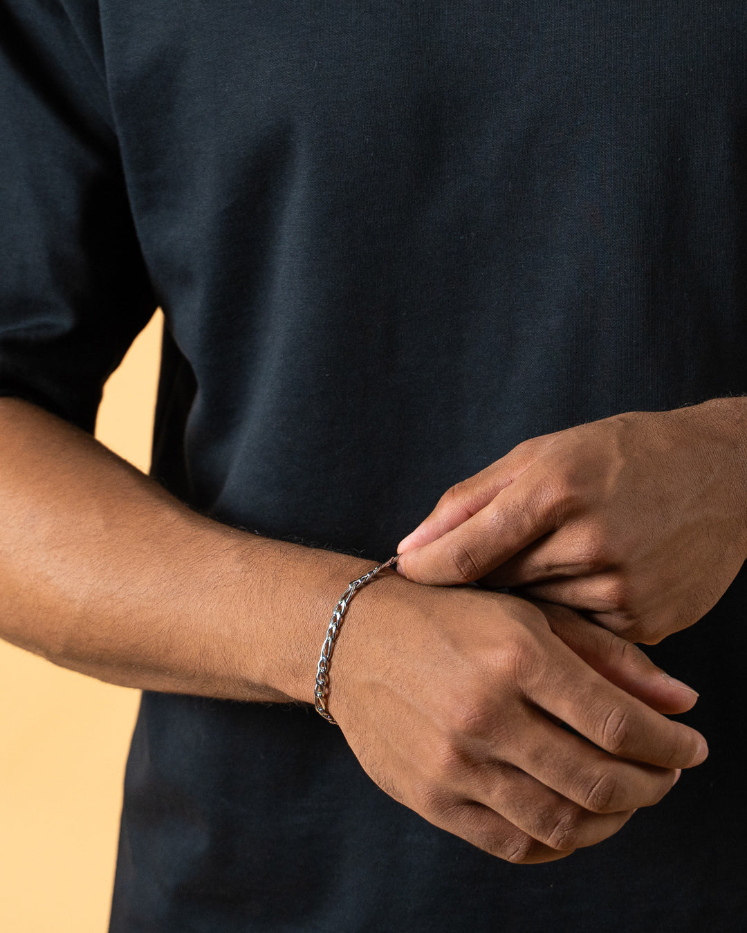 5mm figaro stainless steel chain with silver finish