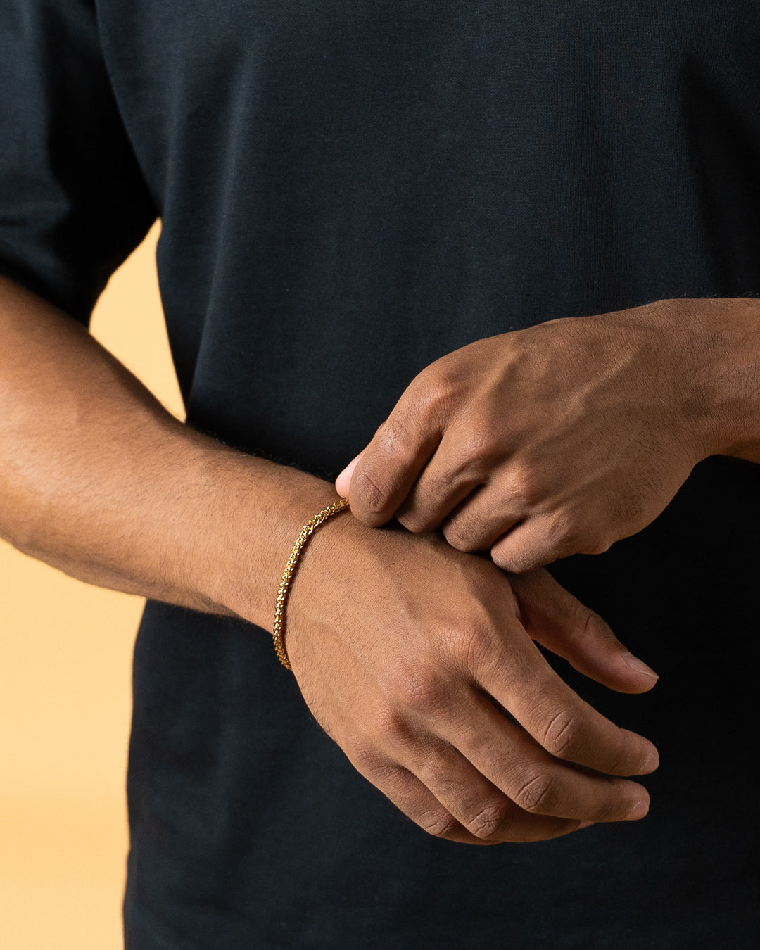 3mm foxtail bracelet in stainless steel with gold-plated finish