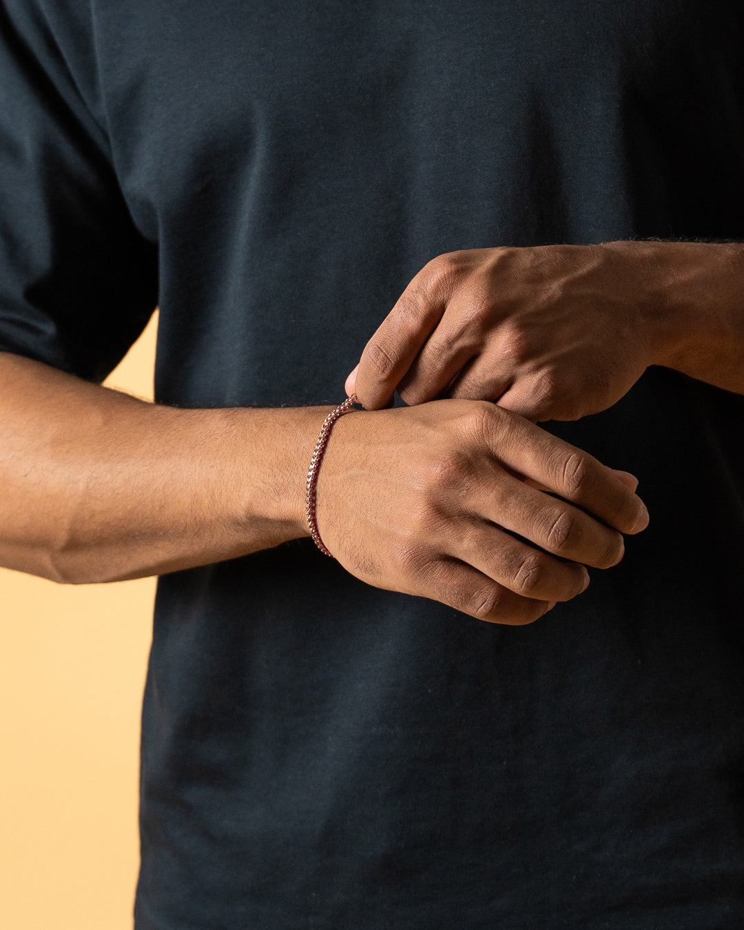 3mm foxtail bracelet in stainless steel with bronze plated finish