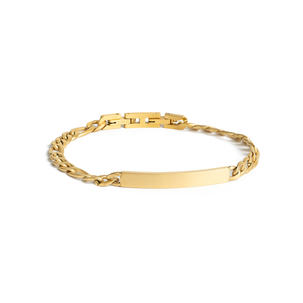 5mm figaro bracelet in stainless steel with gold-plated finish