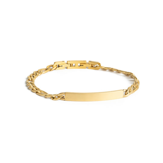 5mm figaro bracelet in stainless steel with gold-plated finish