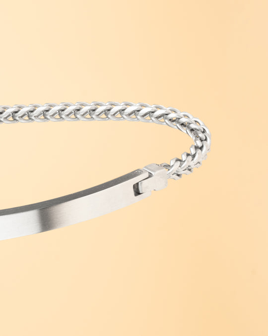 3mm foxtail bracelet in stainless steel with silver finish