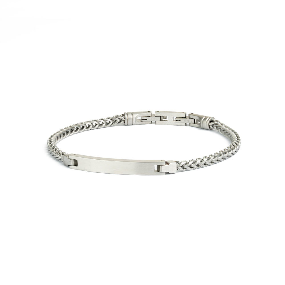 3mm foxtail bracelet in stainless steel with silver finish