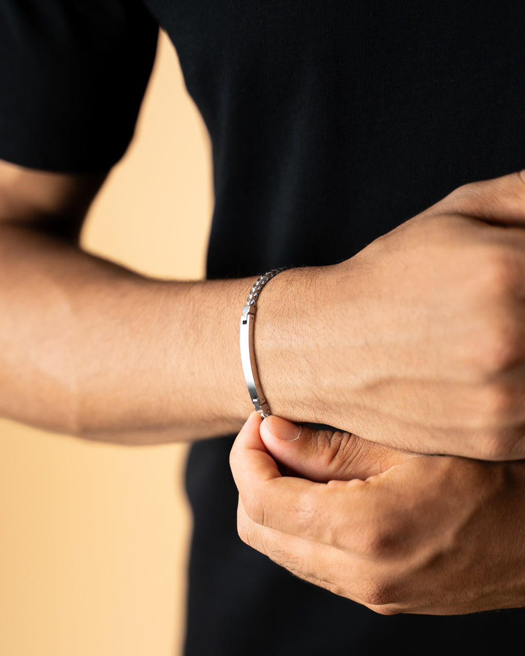 3mm foxtail bracelet in stainless steel with silver finish