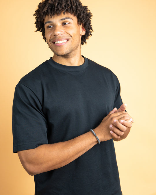 Exclusive bracelet with hand-cut Larvikite stone and 18k gold plating