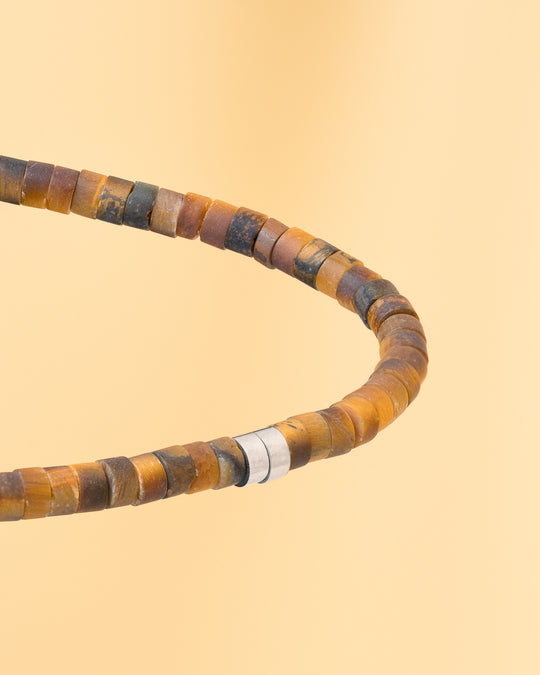 2mm Bracelet with matte Tiger Eye stones and titanium element