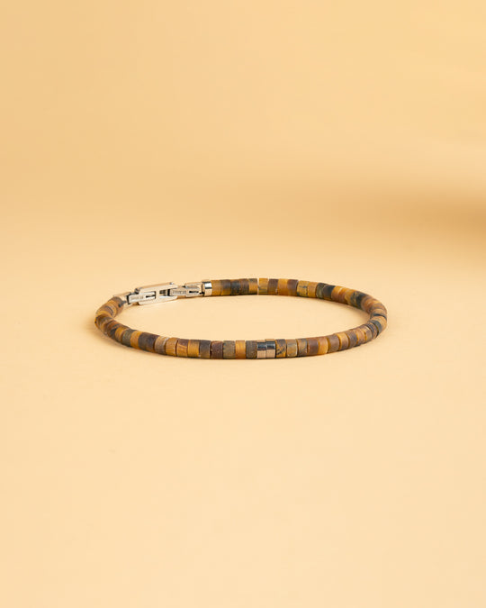 2mm Bracelet with matte Tiger Eye stones and titanium element