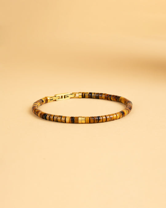2mm Bracelet with Tiger Eye stones and titanium element