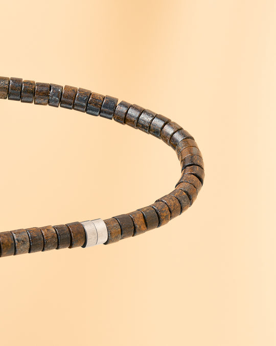 2mm Bracelet with Bronzite stones and titanium element