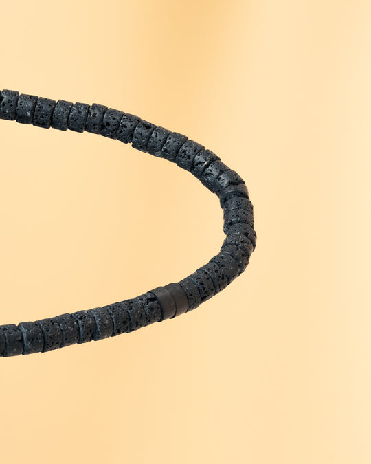 2mm Bracelet with black Lava stones and titanium element