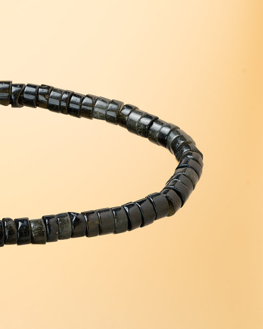 2mm Bracelet with green Obsidian stones and titanium element