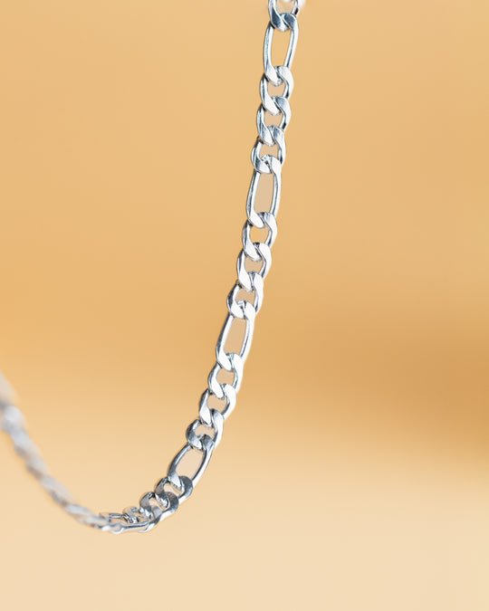 3mm figaro necklace in stainless steel with silver finish