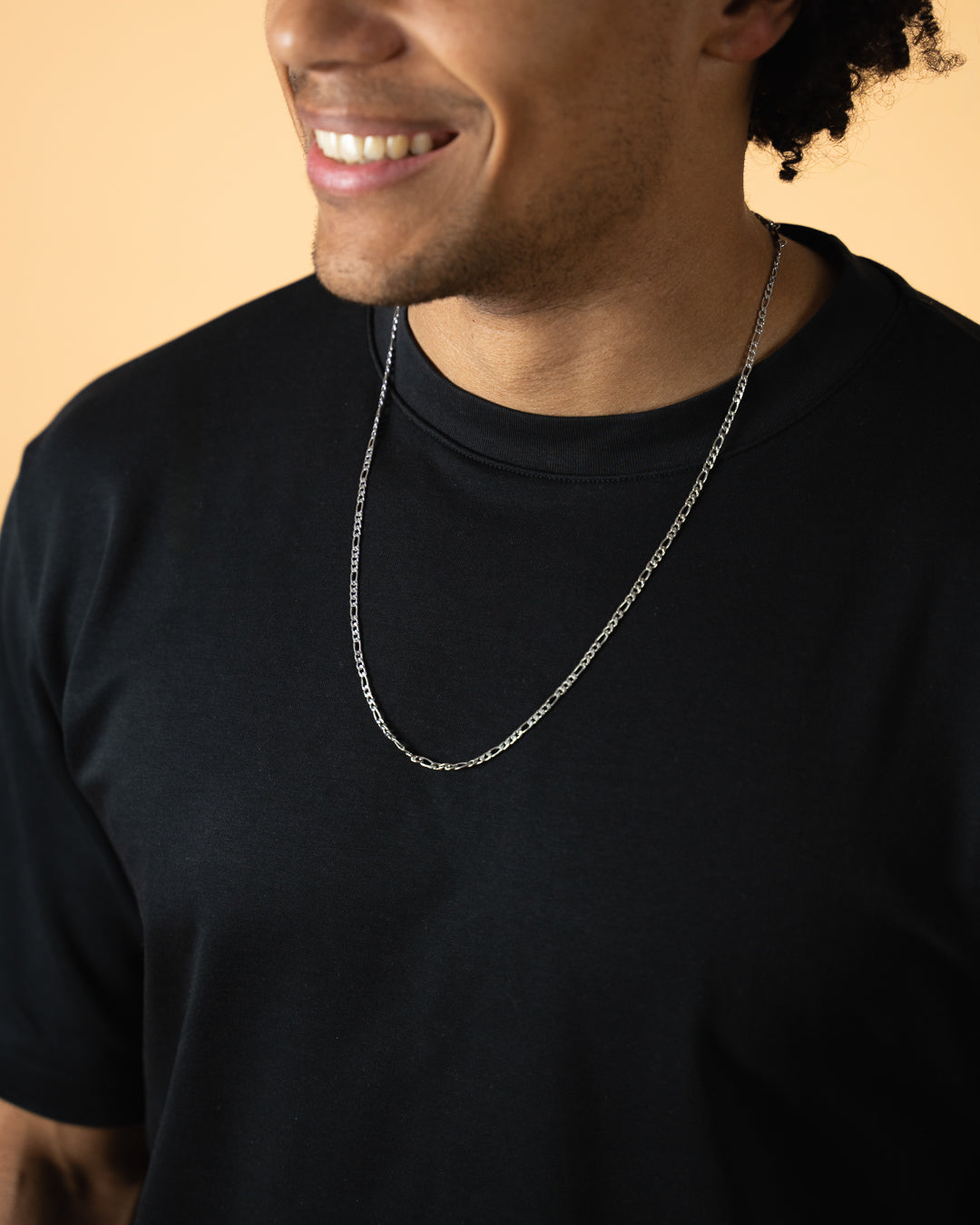 3mm figaro necklace in stainless steel with silver finish