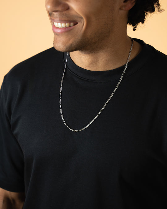 3mm figaro necklace in stainless steel with silver finish