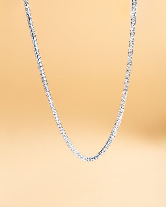 3mm foxtail necklace in stainless steel with silver plated finish