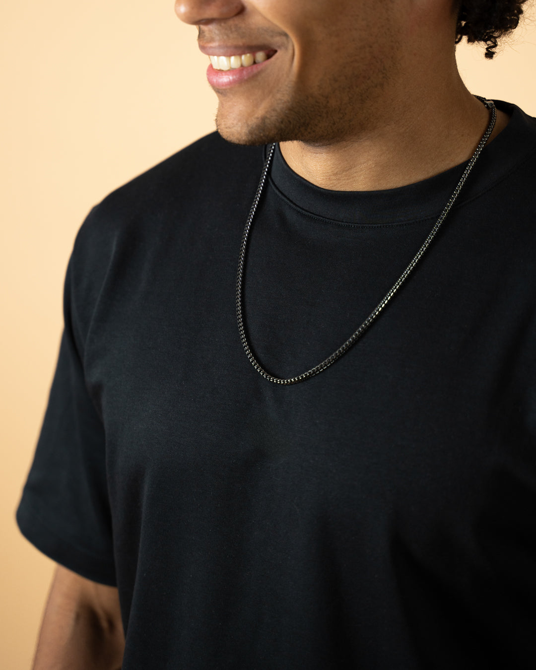 3mm foxtail necklace in stainless steel with dark plated finish