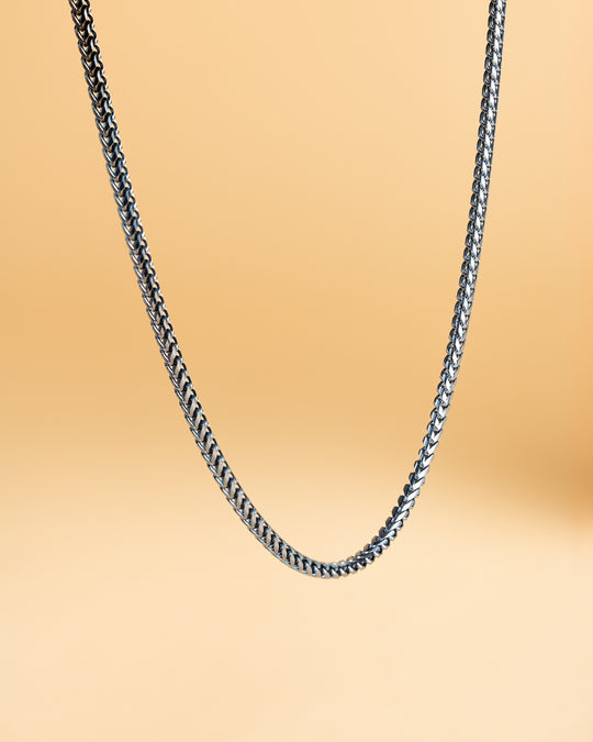 3mm foxtail necklace in stainless steel with dark plated finish
