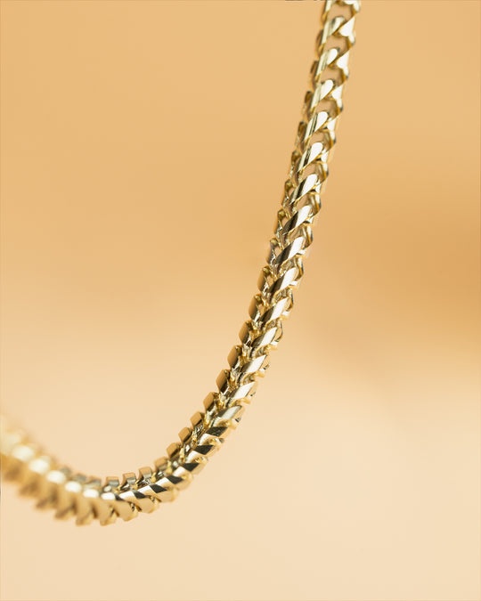 3mm foxtail necklace in stainless steel with 18k gold plated finish