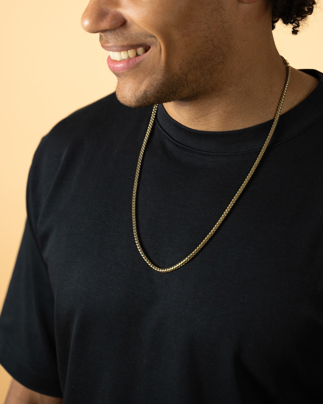 3mm foxtail necklace in stainless steel with 18k gold plated finish