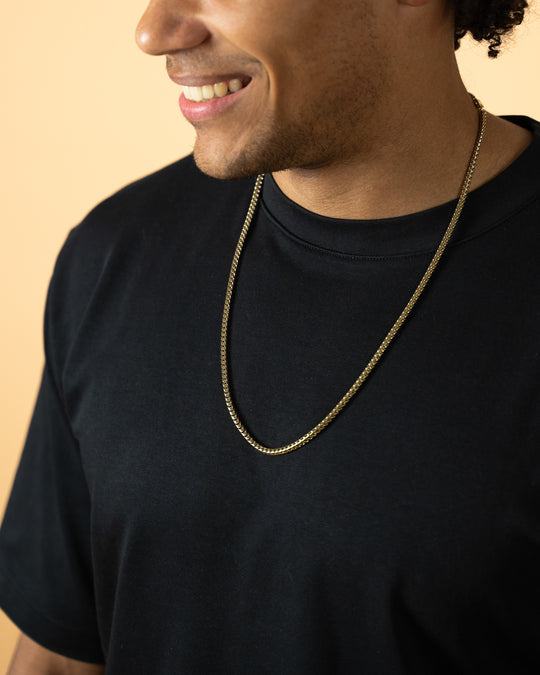 3mm foxtail necklace in stainless steel with 18k gold plated finish