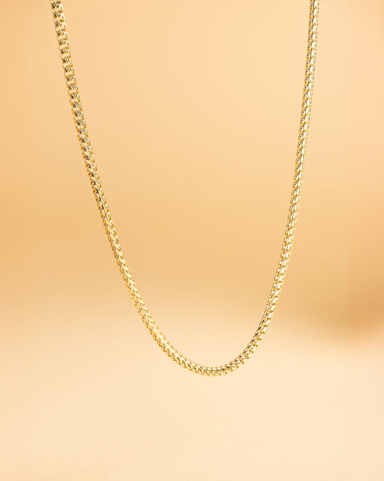 3mm foxtail necklace in stainless steel with 18k gold plated finish