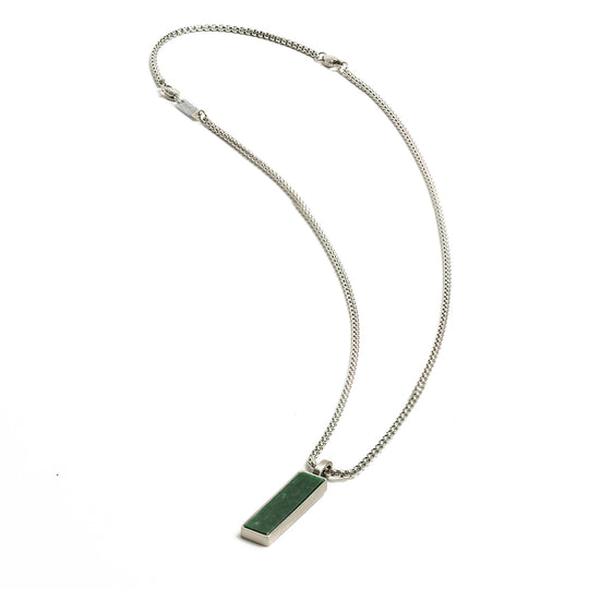 Stainless steel necklace with a green Obsidian stone