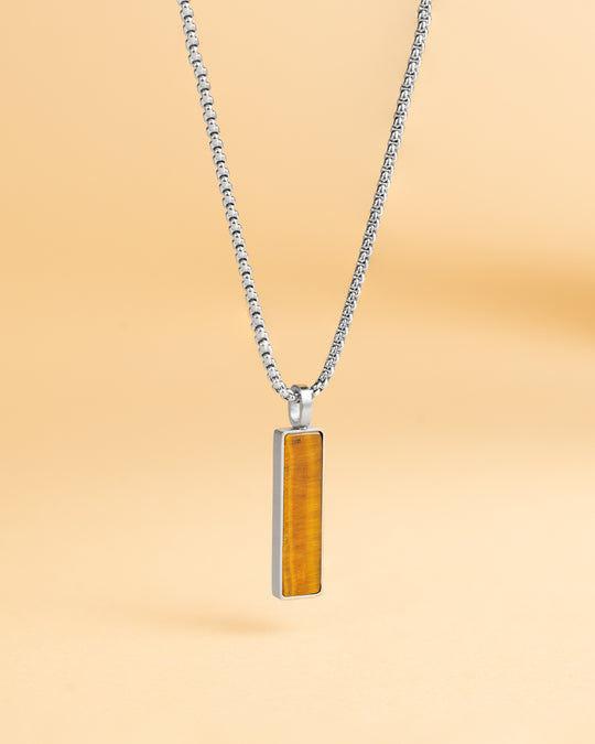 Stainless steel necklace with a Tiger Eye stone