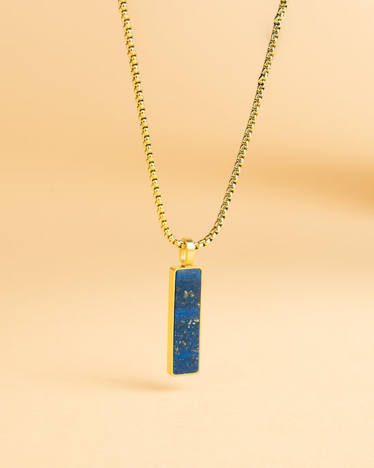 Gold-plated stainless steel necklace with a Lapis Lazuli stone