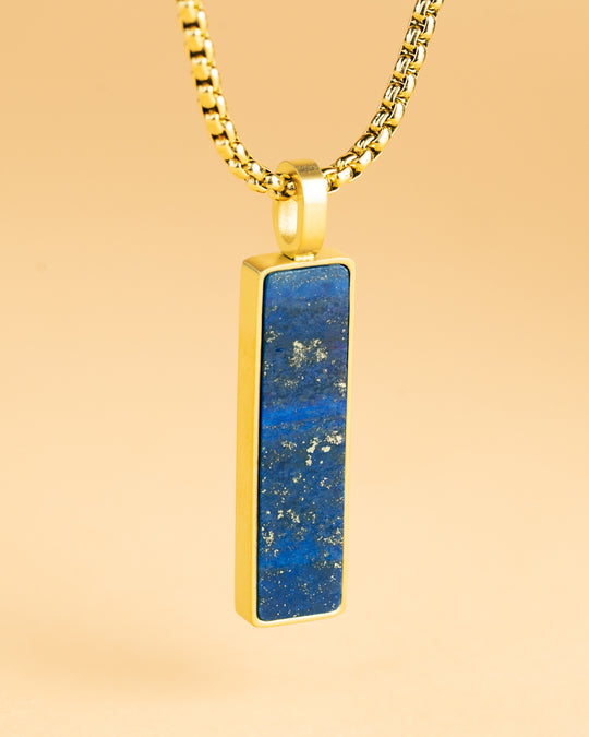 Gold-plated stainless steel necklace with a Lapis Lazuli stone