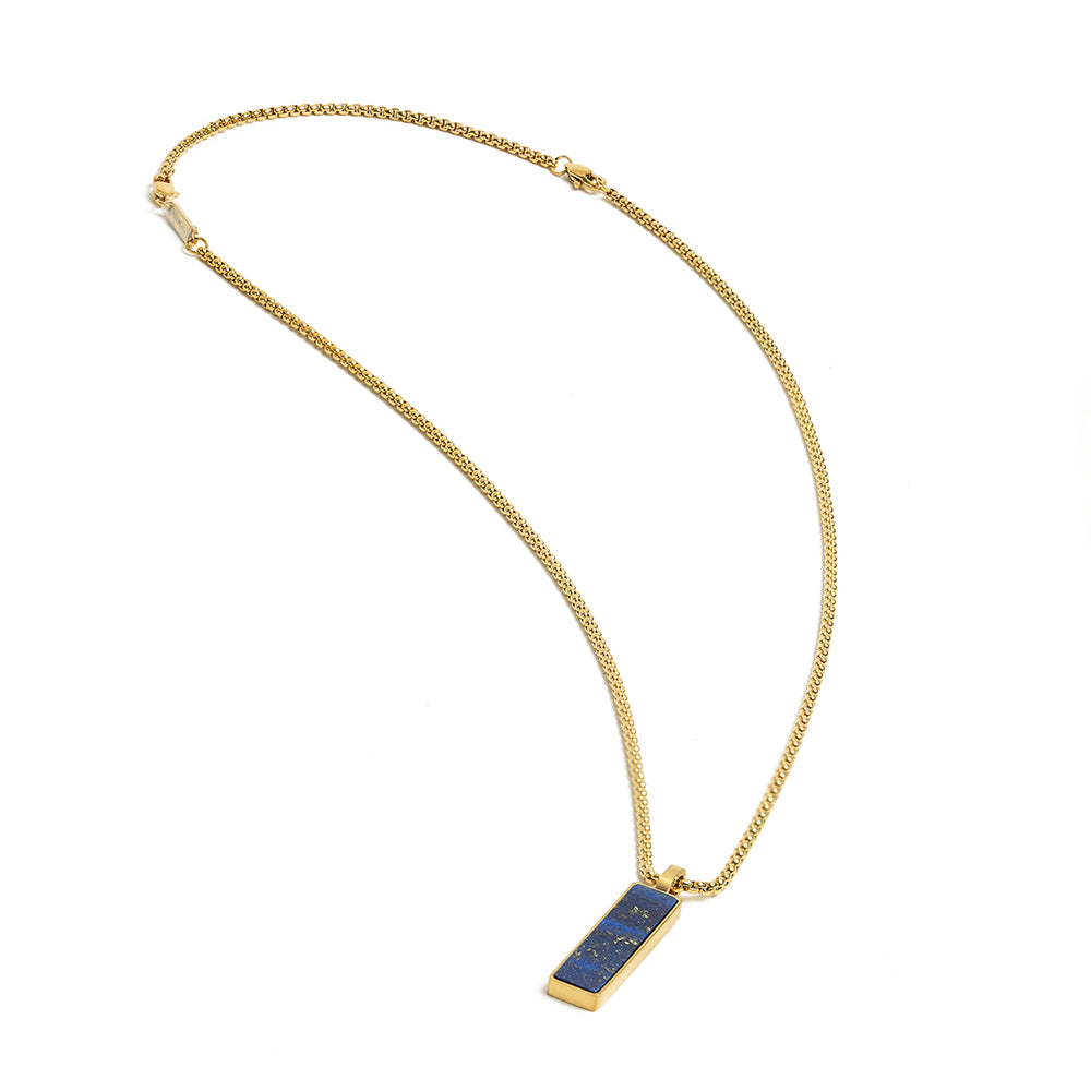 Gold-plated stainless steel necklace with a Lapis Lazuli stone