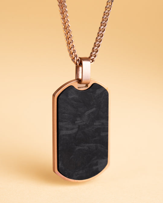 2mm bronze plated foxtail necklace with forged carbon pendant