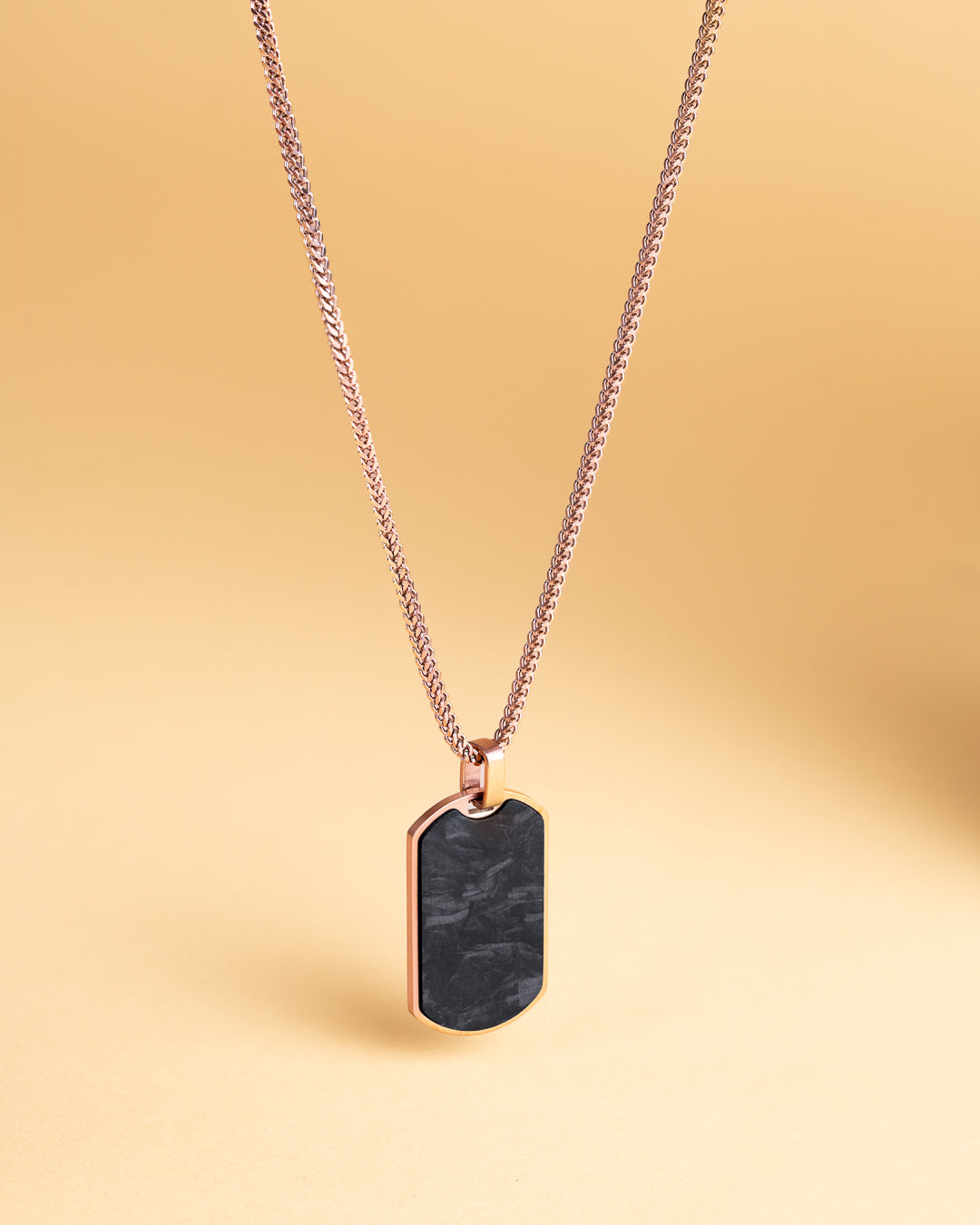 2mm bronze plated foxtail necklace with forged carbon pendant Gemini Official