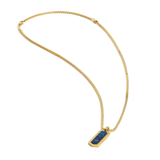 Gold-plated stainless steel necklace with a Lapis Lazuli stone