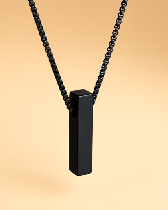 Stainless steel necklace with Black Agate stone