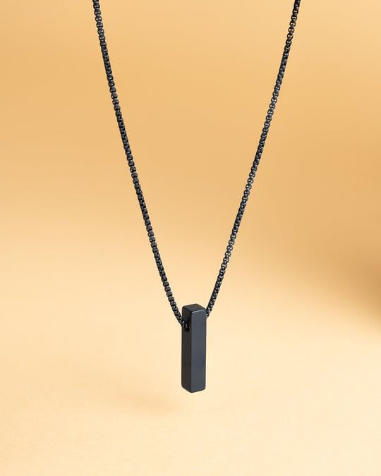 Stainless steel necklace with Black Agate stone