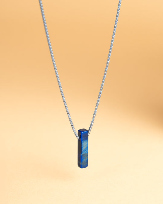 Stainless steel necklace with Blue Tiger Eye stone