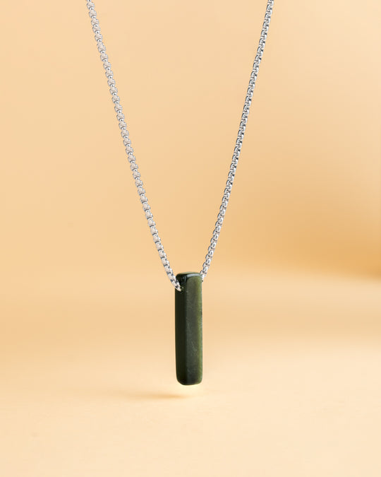 Stainless steel necklace with a Green Obsidian stone