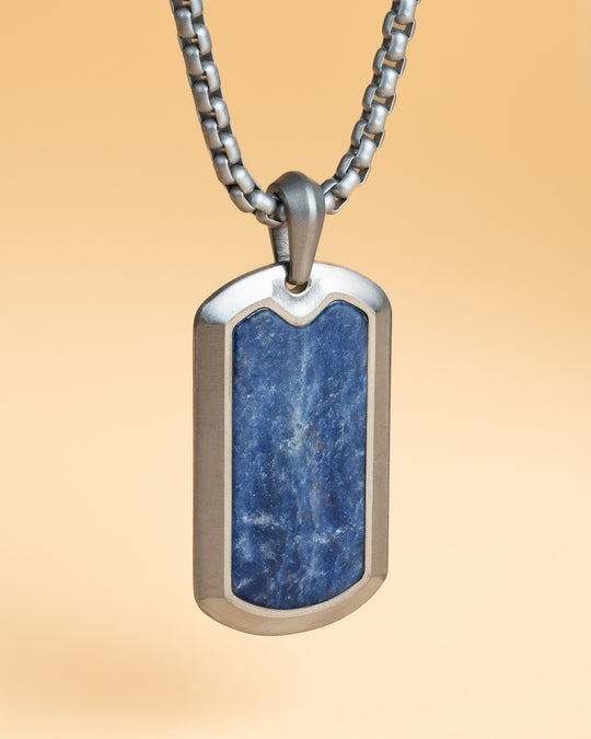 Full titanium necklace with Blue Jeremejevite stone