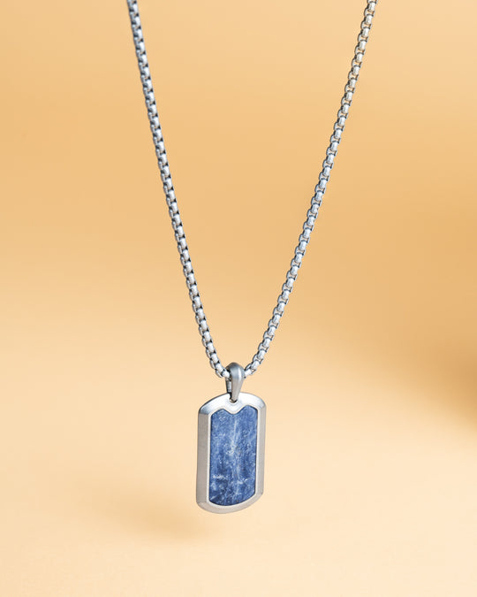 Full titanium necklace with Blue Jeremejevite stone